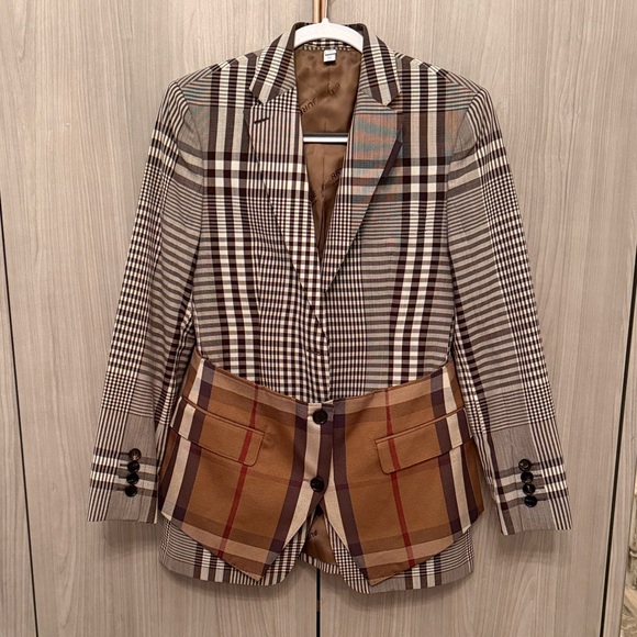 Burberry Jackets & Blazers - Burberry Brown Plaid-Lined Blazer